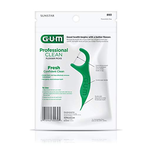GUM - Professional Clean Flossers Extra Strong Flosser Pick,
